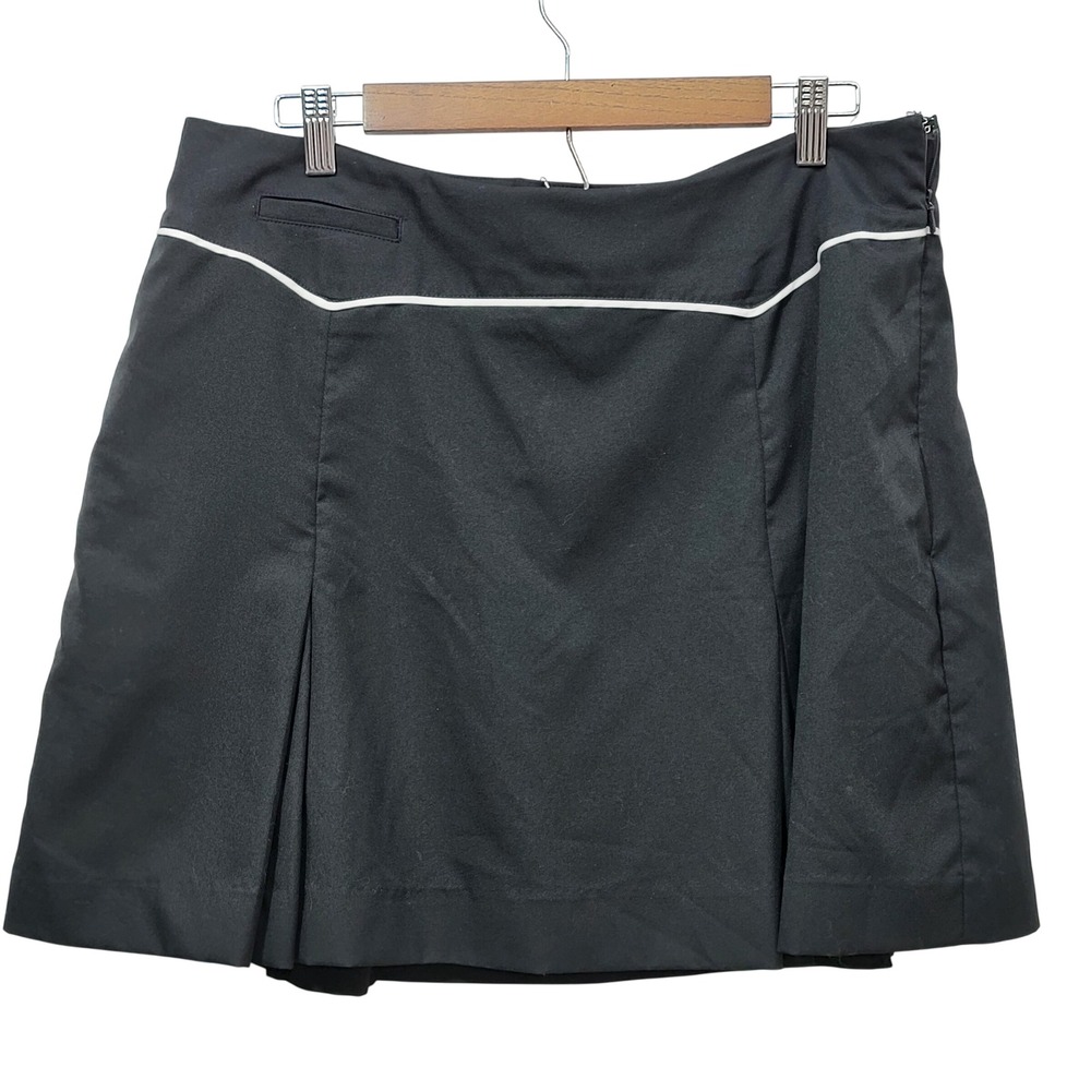 IZOD Womens Black Pleated Golf Tennis Skort withβ White Piping Side Zip Size 34W